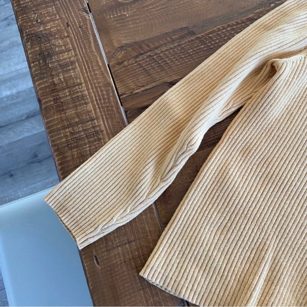 Women's Yellow Ribbed Sweater - Picture 3 of 5